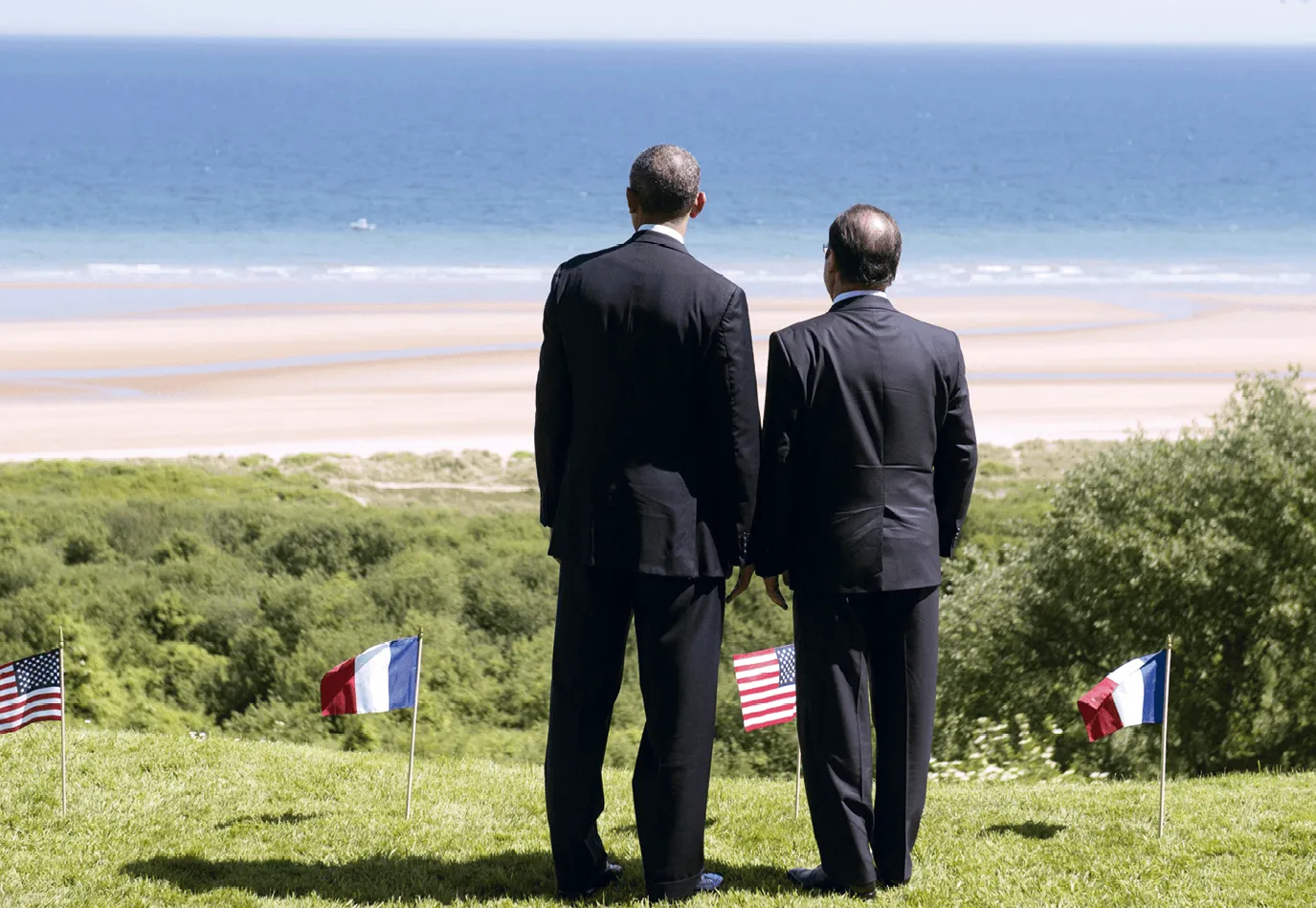 François Hollande et Barack Obama face à Omaha Beach