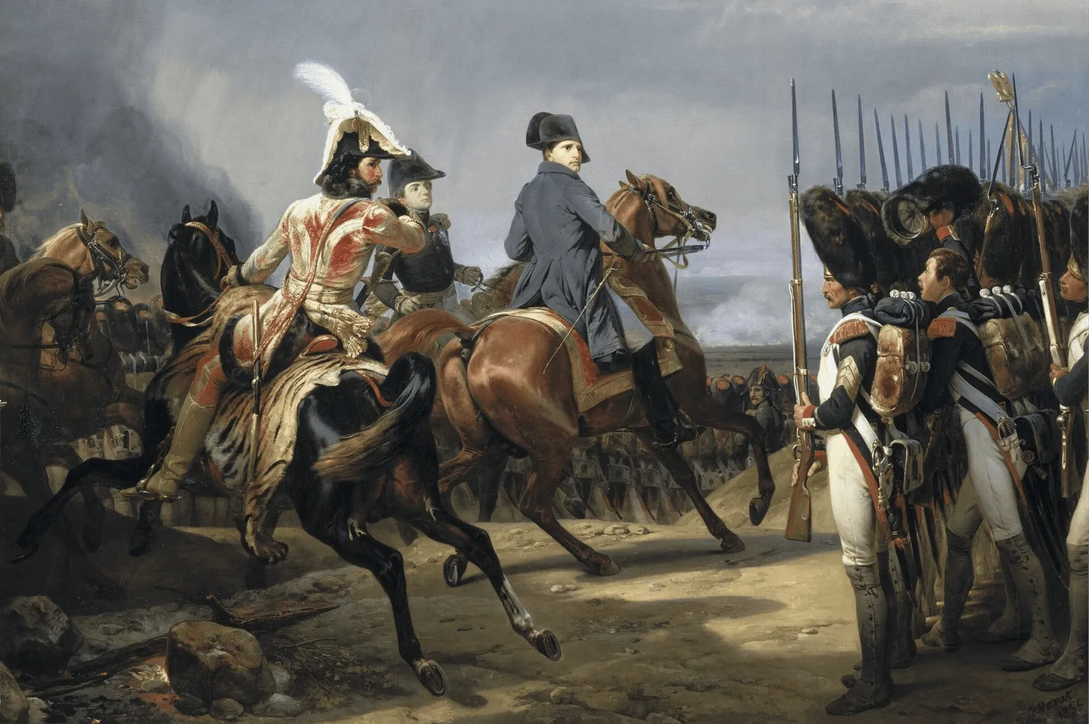 Tableau : Napoléon Ier passant devant les troupes à la bataille d'Iéna, 14 octobre 1806