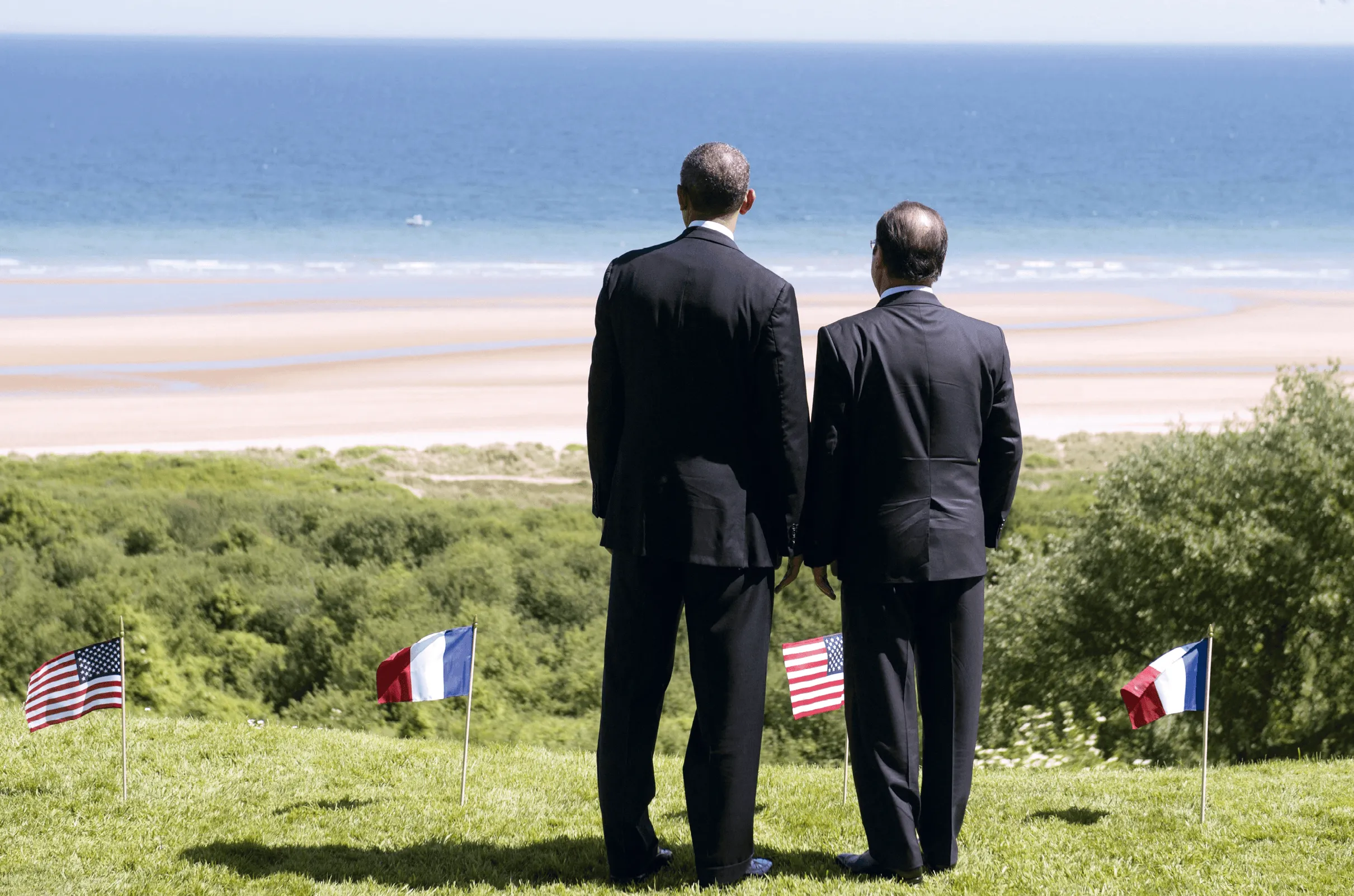 François Hollande et Barack Obama face à Omaha Beach