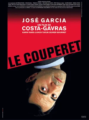 Affiche du film Le Couperet de Costa-Gavras avec José Garcia. Image inversée, style dramatique.