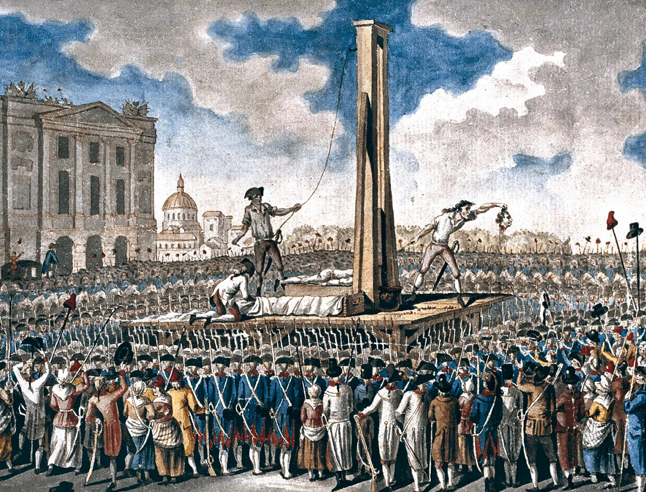 Dessin : L'Exécution de Louis XVI à la place de la Révolution, le 21 janvier 1793