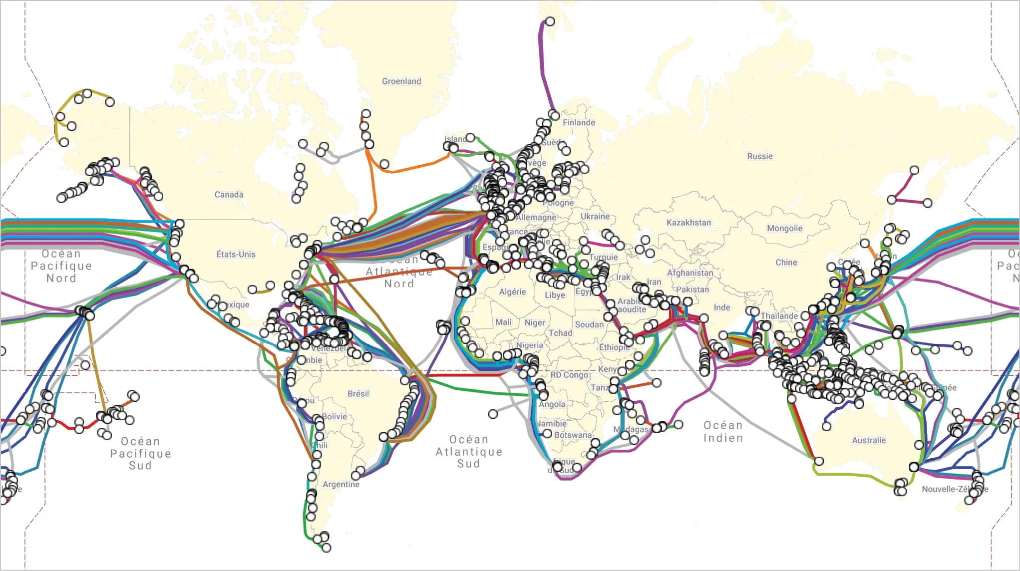 Le réseau mondial de câbles sous-marins