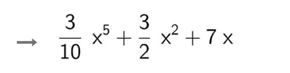 Image d'équation mathématique : (3/10)x⁵+(3/2)x²+7x