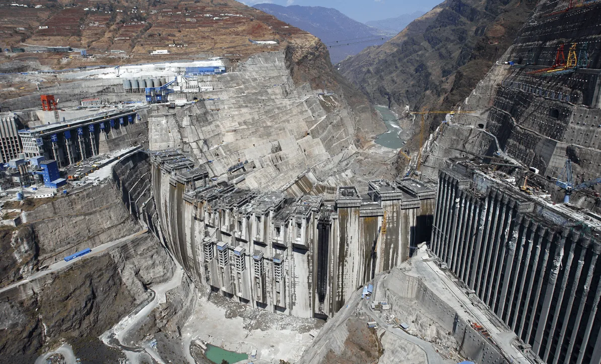 Chantier du barrage de Baihetan