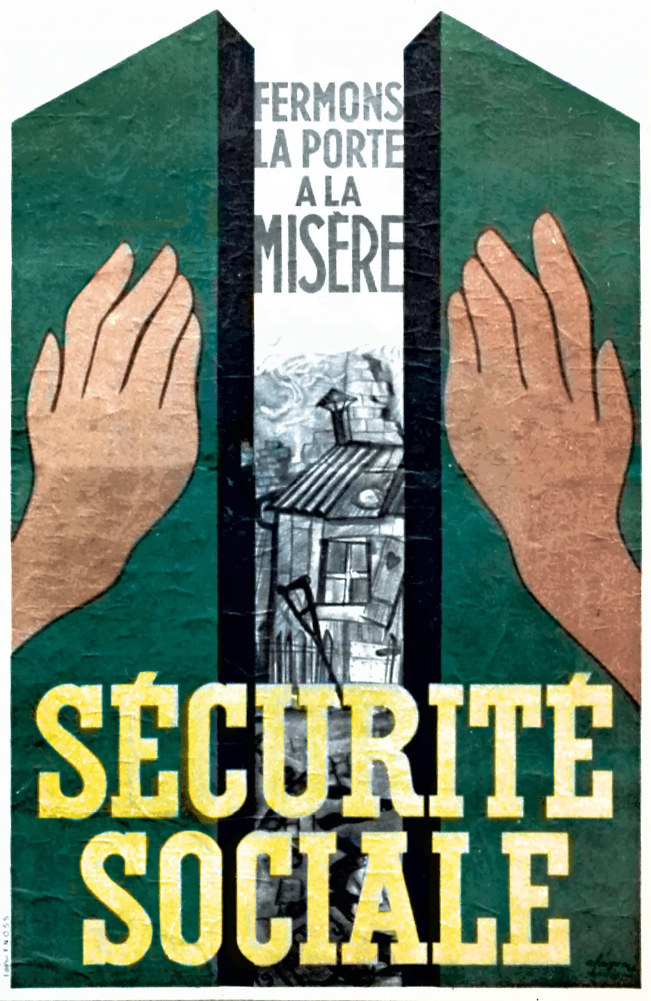 Affiche en faveur de la Sécurité sociale, 1945.