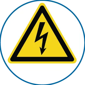 Symbole de danger électrique : triangle jaune avec éclair noir.