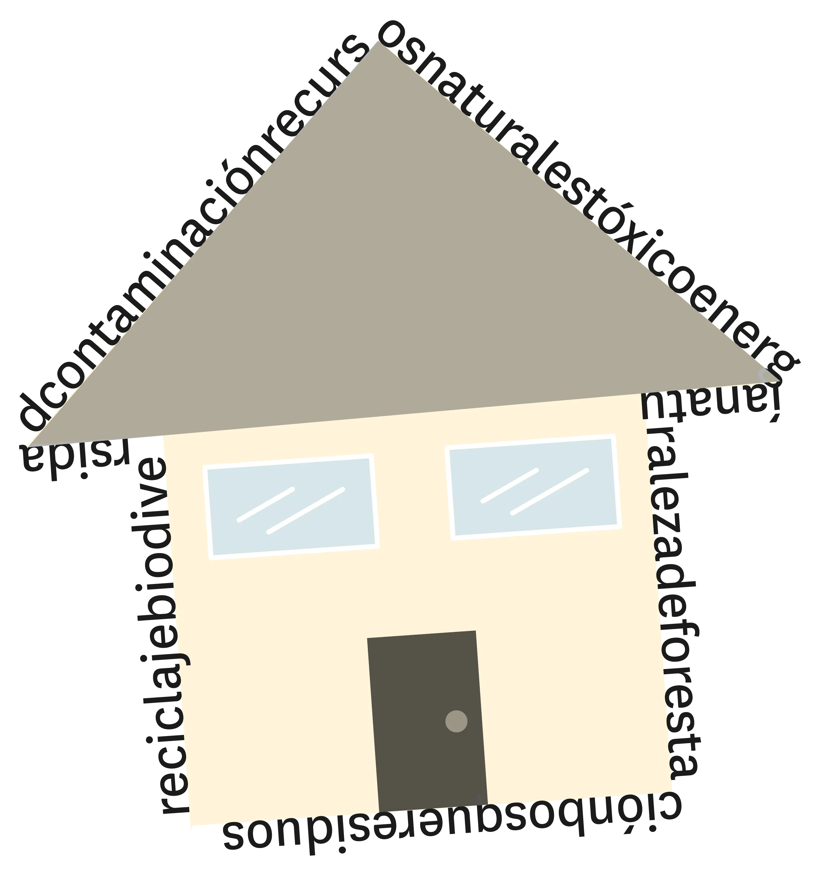 Illustration d'un maison entourée des lettres