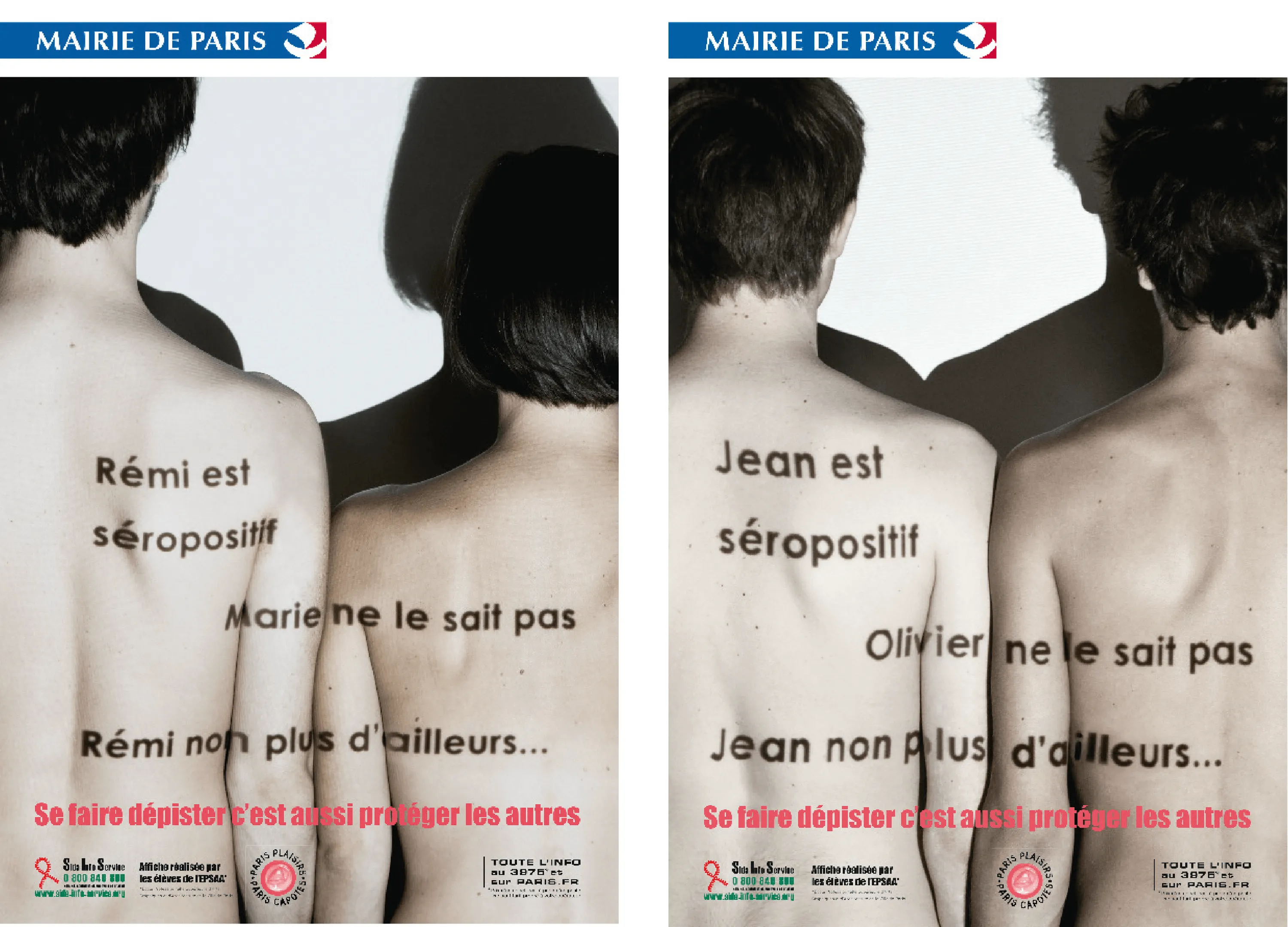 Deux affiches pour le dépistage du sida.