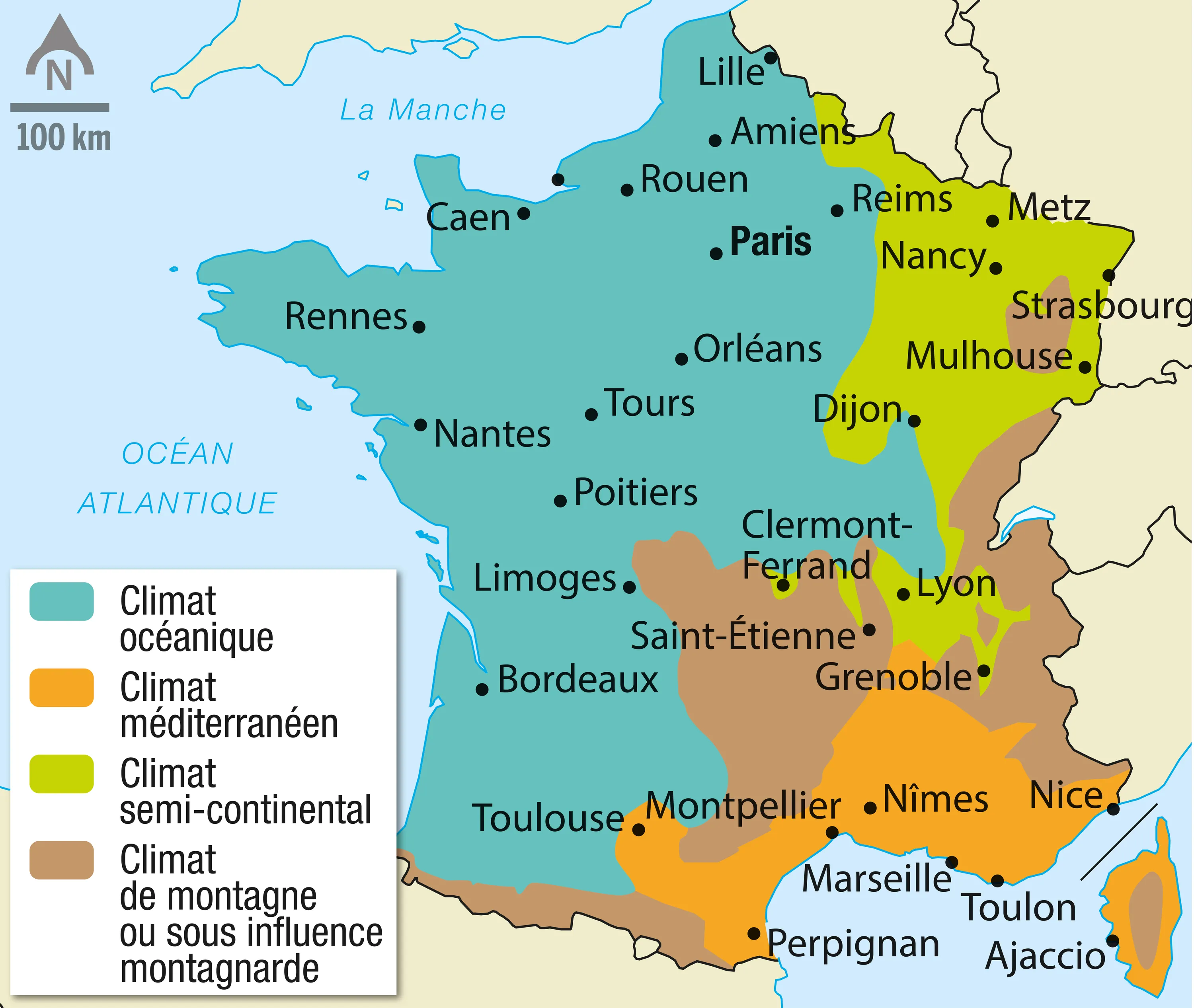  Les zones climatiques de la France métropolitaine.
