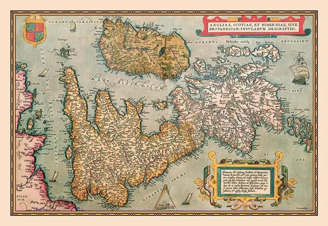 Carte de la grande-Bretagne en latin