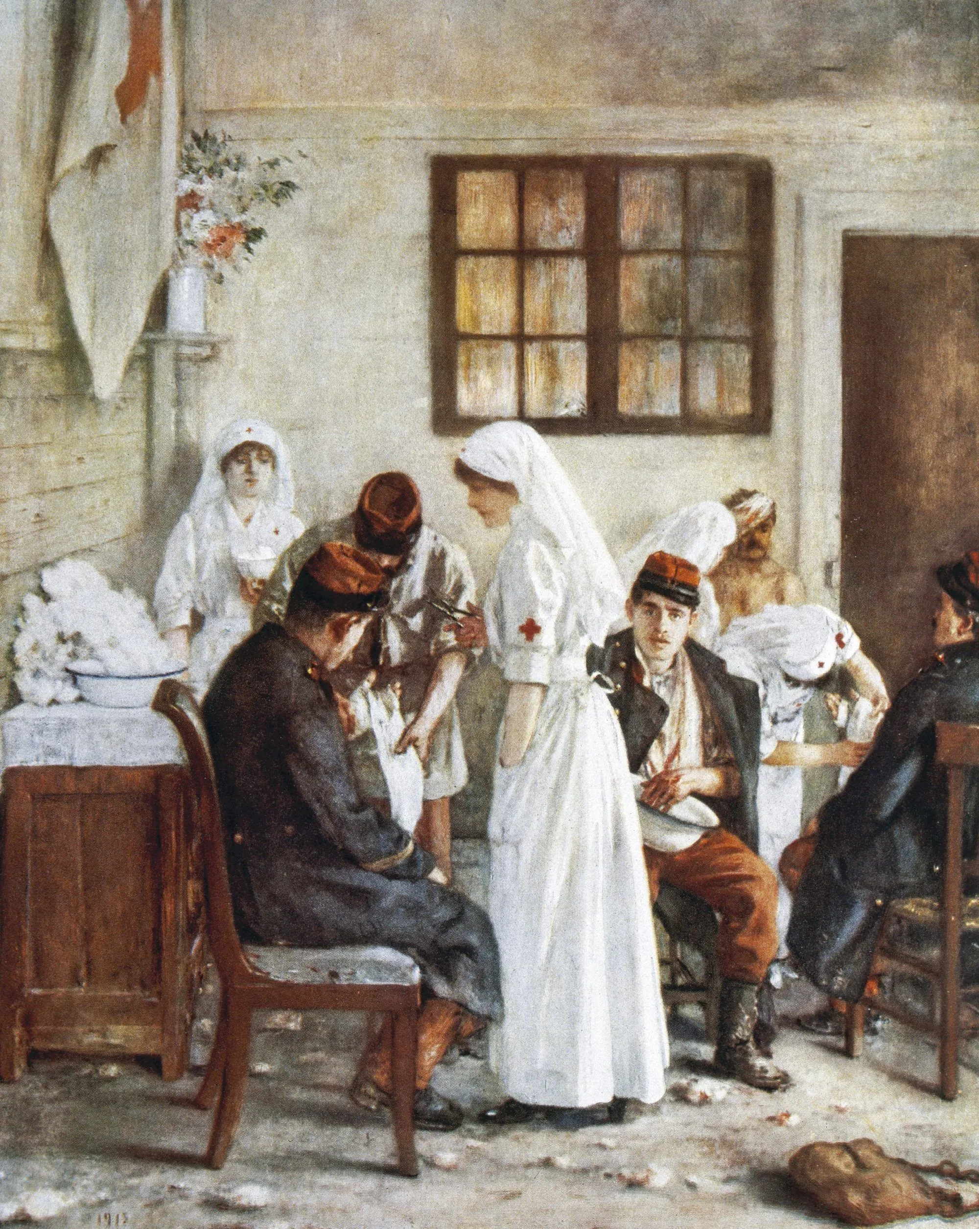 Infirmières soignant des blessés durant la Première Guerre mondiale