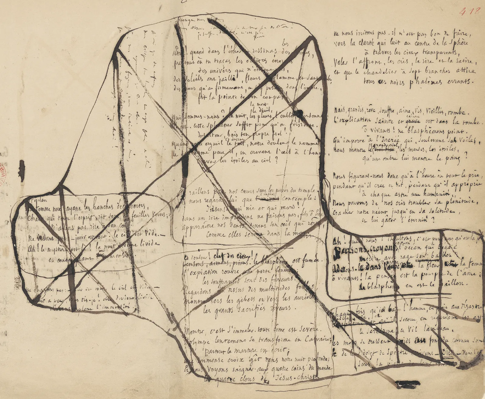 Victor Hugo, « Dolor », Les Contemplations, manuscrit Bnf, 1854