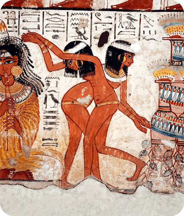 Danseuses et musiciens, peinture murale
du tombeau de Nebamon, art égyptien,
vers 1550 av. J.‑C.