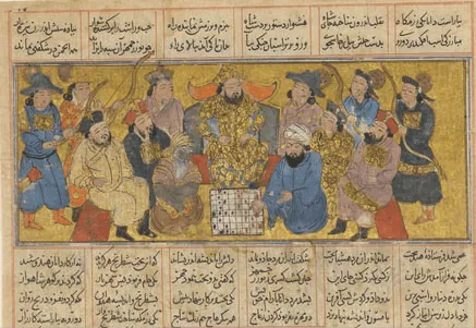 Buzurjmihr explique
le jeu d'échecs à
l'envoyé hindou
