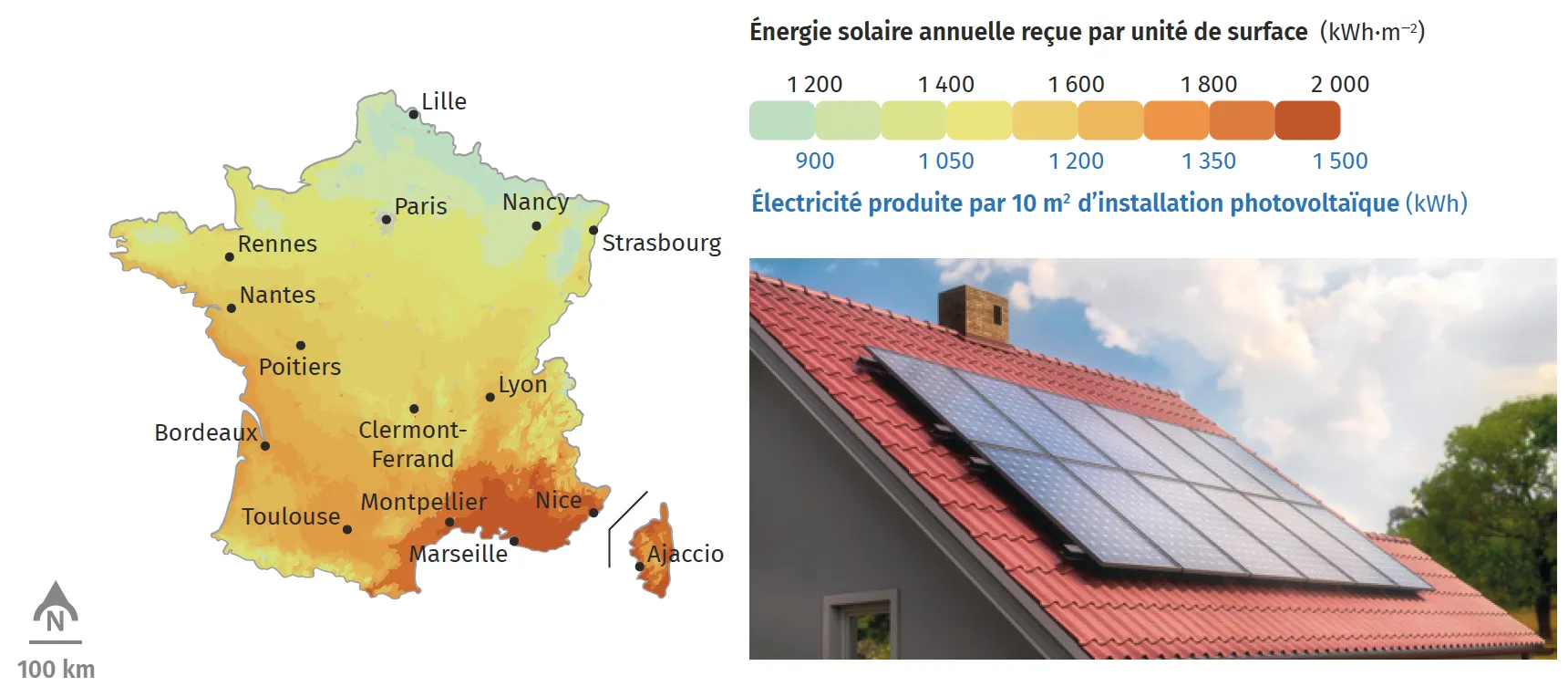 L'irradiation solaire et le potentiel solaire électrique en France