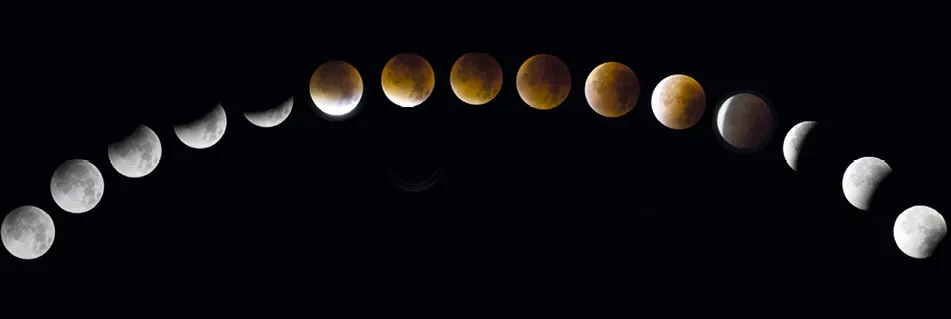 Lorsque la Lune pénètre dans l'ombre de la Terre, on peut observer la limite circulaire de l'ombre portée à la surface de la Lune.