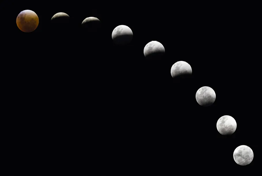 Chronophotographie d'une éclipse de Lune