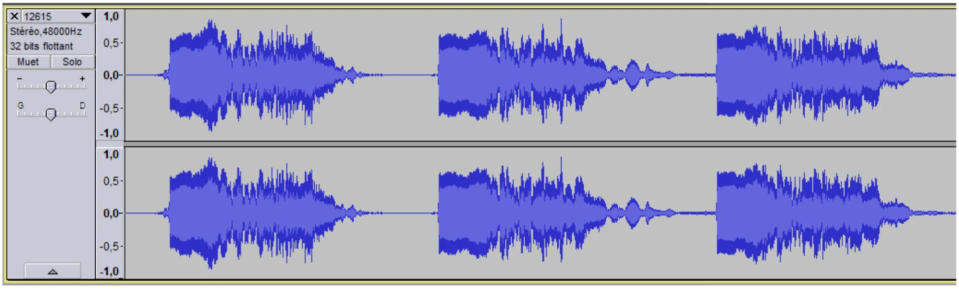 Audacity : fichier avec deux voies