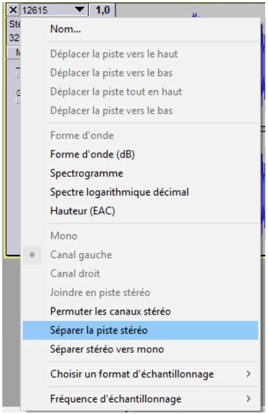 Audacity : séparation des voies