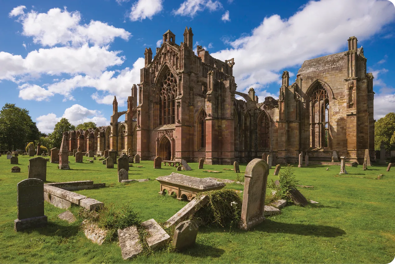 Melrose Abbey in Scottish Borders.