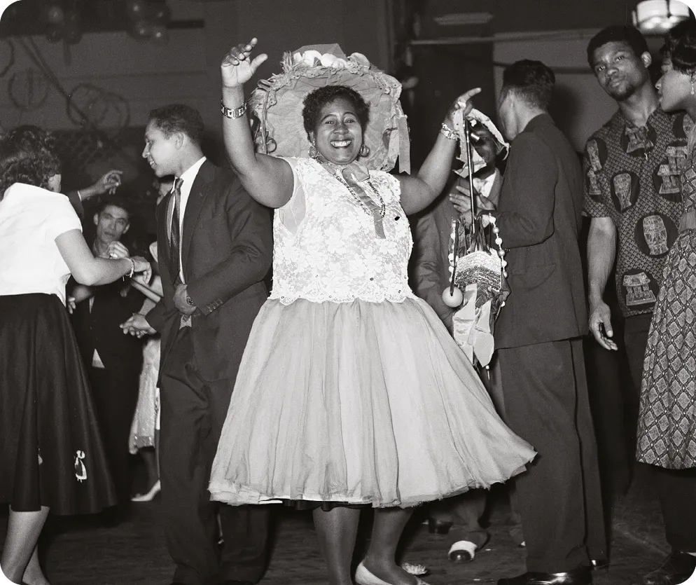The first ever Notting Hill carnival, created by Claudia Jones, in response to the previous year's racial riots, St. Pancras Town Hall, 1959.