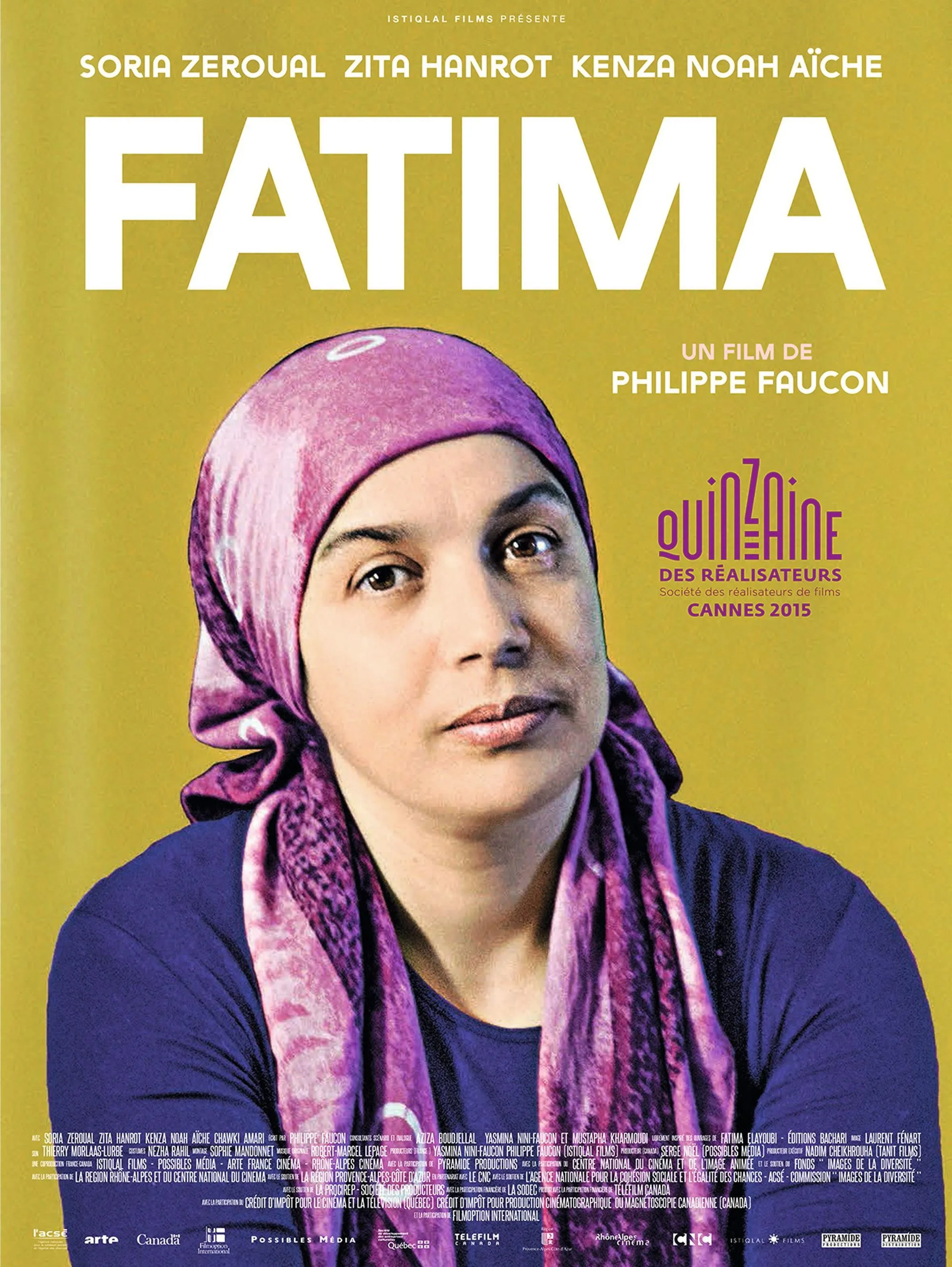 Affiche du film Fatima, portrait d'une femme voilée, regard intense.  Réalisé par Philippe Faucon, Cannes 2015.