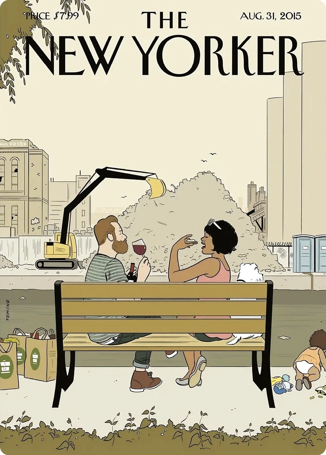 Adrian Tomine, “Gowanus Canal, Brooklyn”, for The New Yorker August 31, 2015 Issue.