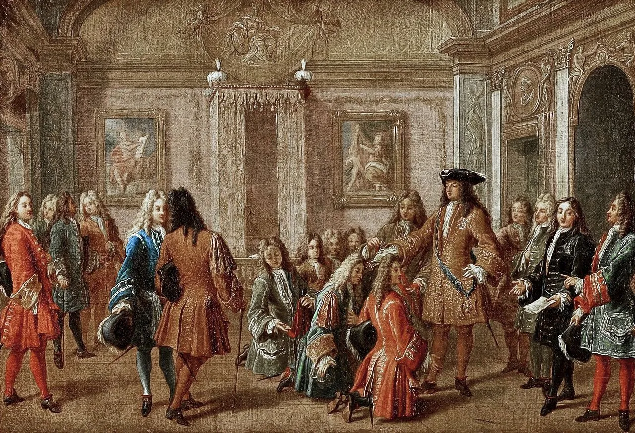 François Marot, Première promotion des chevaliers de l'ordre de Saint-Louis par Louis XIV à Versailles le 9 mai 1693, 1710, château de Versailles, Versailles.