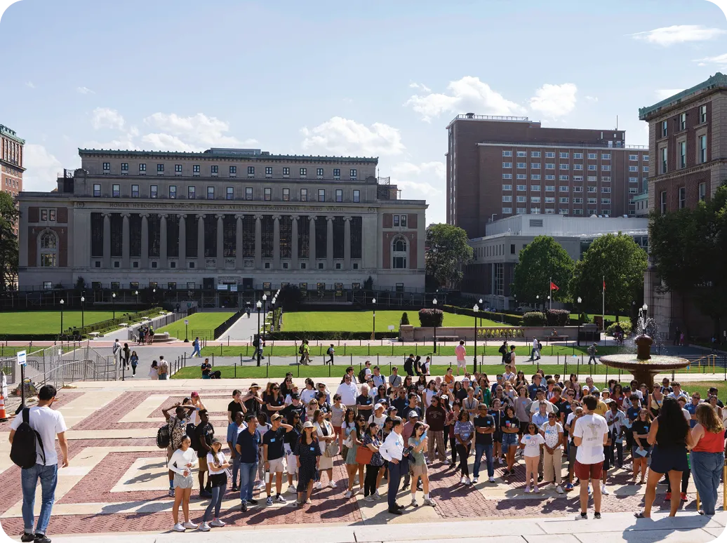 Prospective students take a guided tour
of Columbia University, NYC, August 2023.