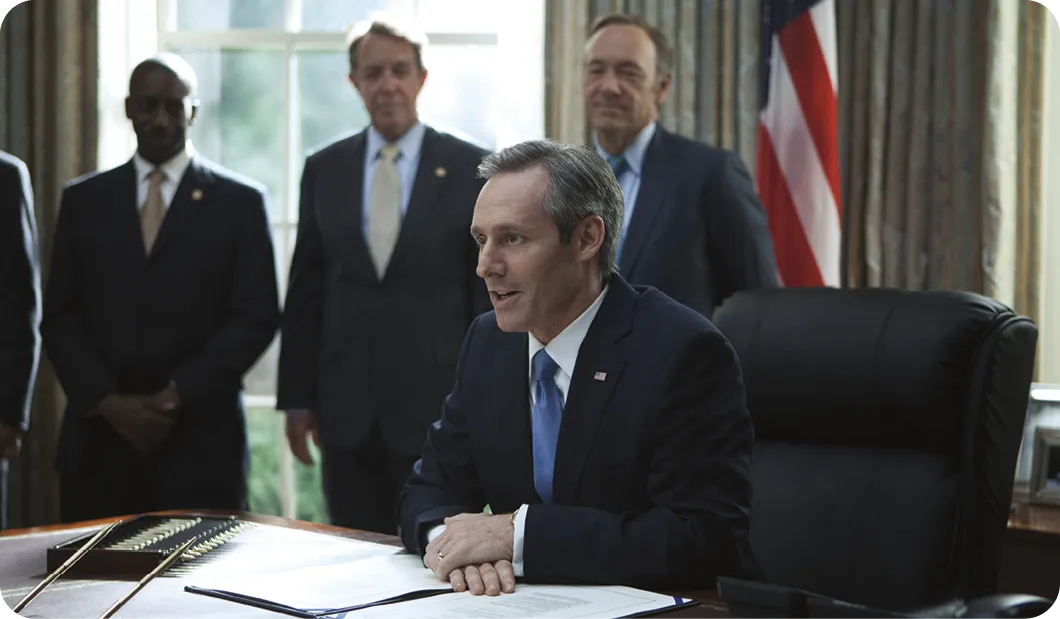 Still from House of Cards (season 1), 2013.