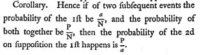 Extrait de An Essay towards Solving a Problem in the
					Doctrine of Chances.