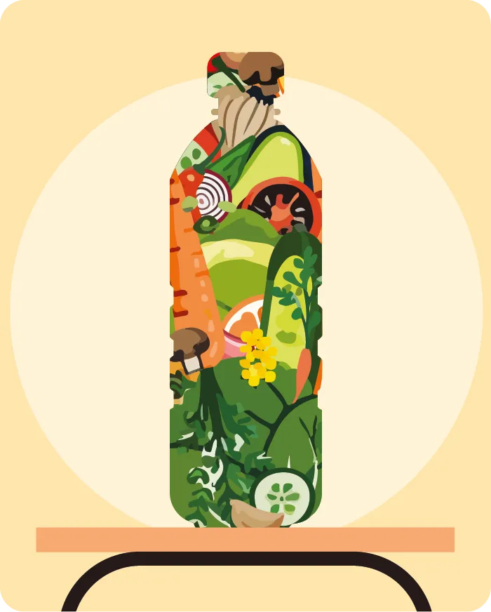 bottle filled with food waste