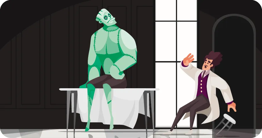 Frankenstein's monster and scientist