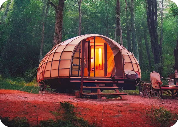 “Glamping” tent at a luxury campsite.