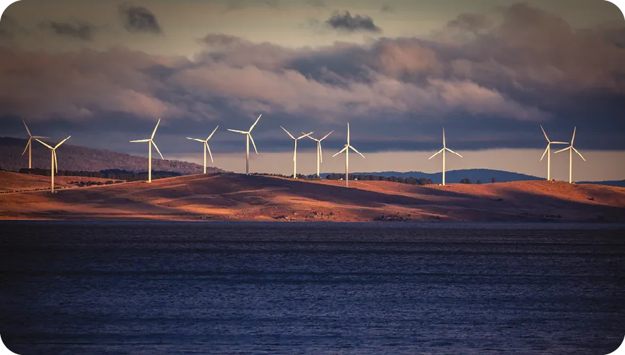 Windmills on Lake George, Canberra, Australia, 2023.
