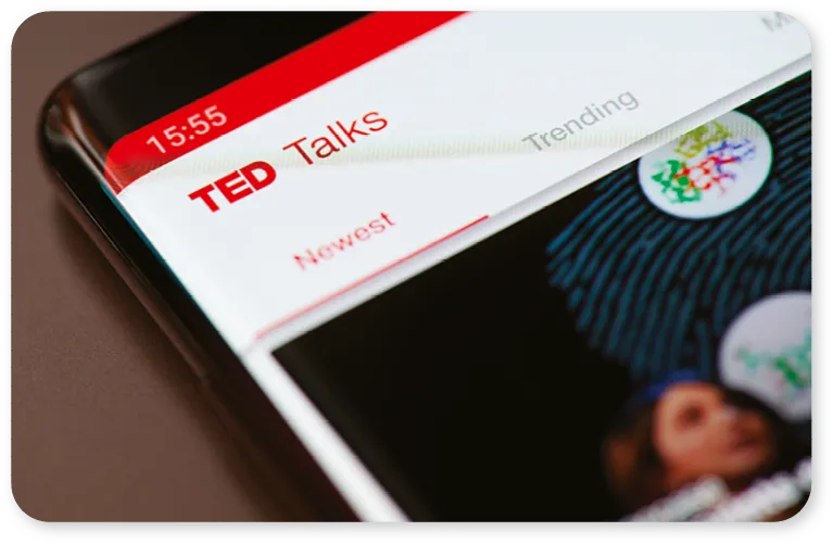 TED Talks app on a smartphone.