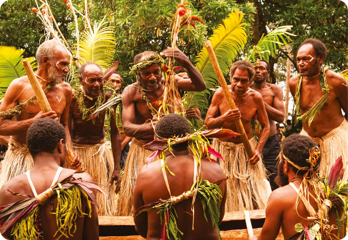 Villagers on the island of Tanna, Vanuatu, 2019.