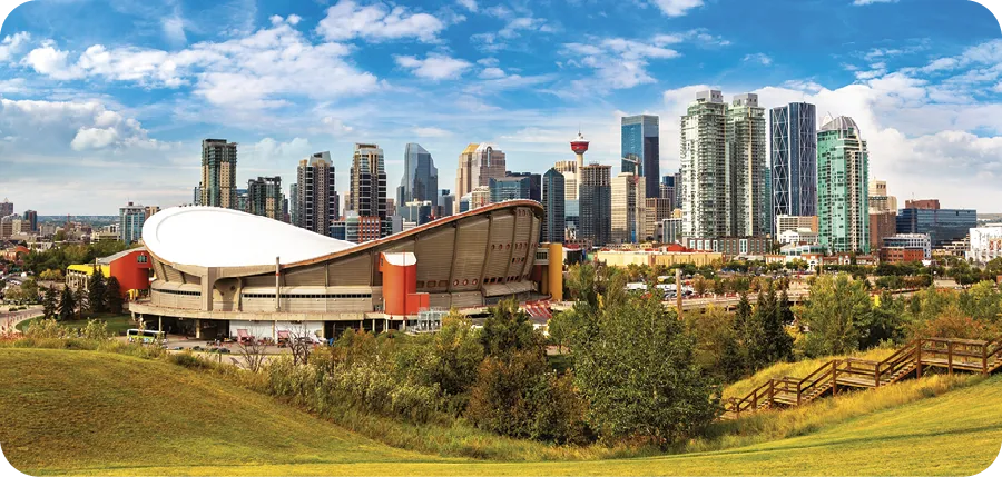 Vue panoramique de Calgary par beau temps, Canada
