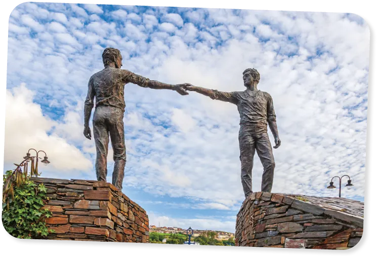 Hands Across the Divide statues, Maurice Harron, Northern Ireland, 1992.