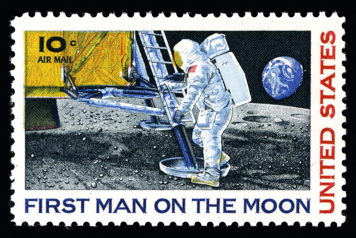Postage stamp First Man on the Moon, 1969. 11 Unit