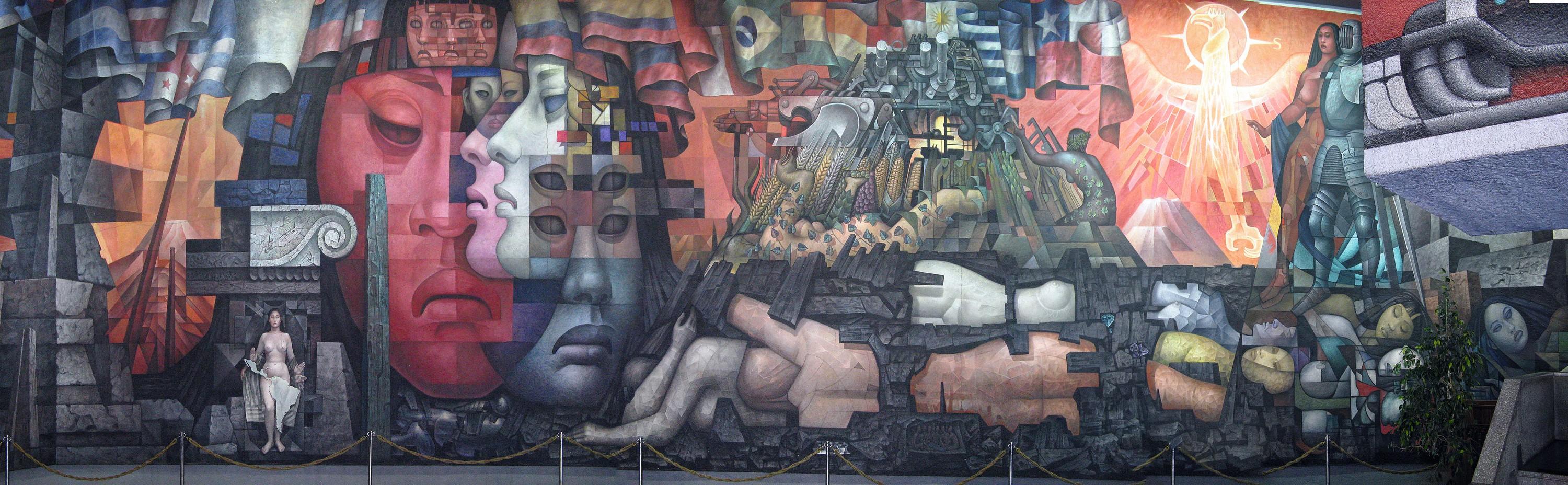 Jorge González Camarena, panorámica del mural <i>Presencia de América Latina</i>, Chile, 1964 1965.