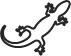 Dessin simple d'un lézard noir sur fond vert.