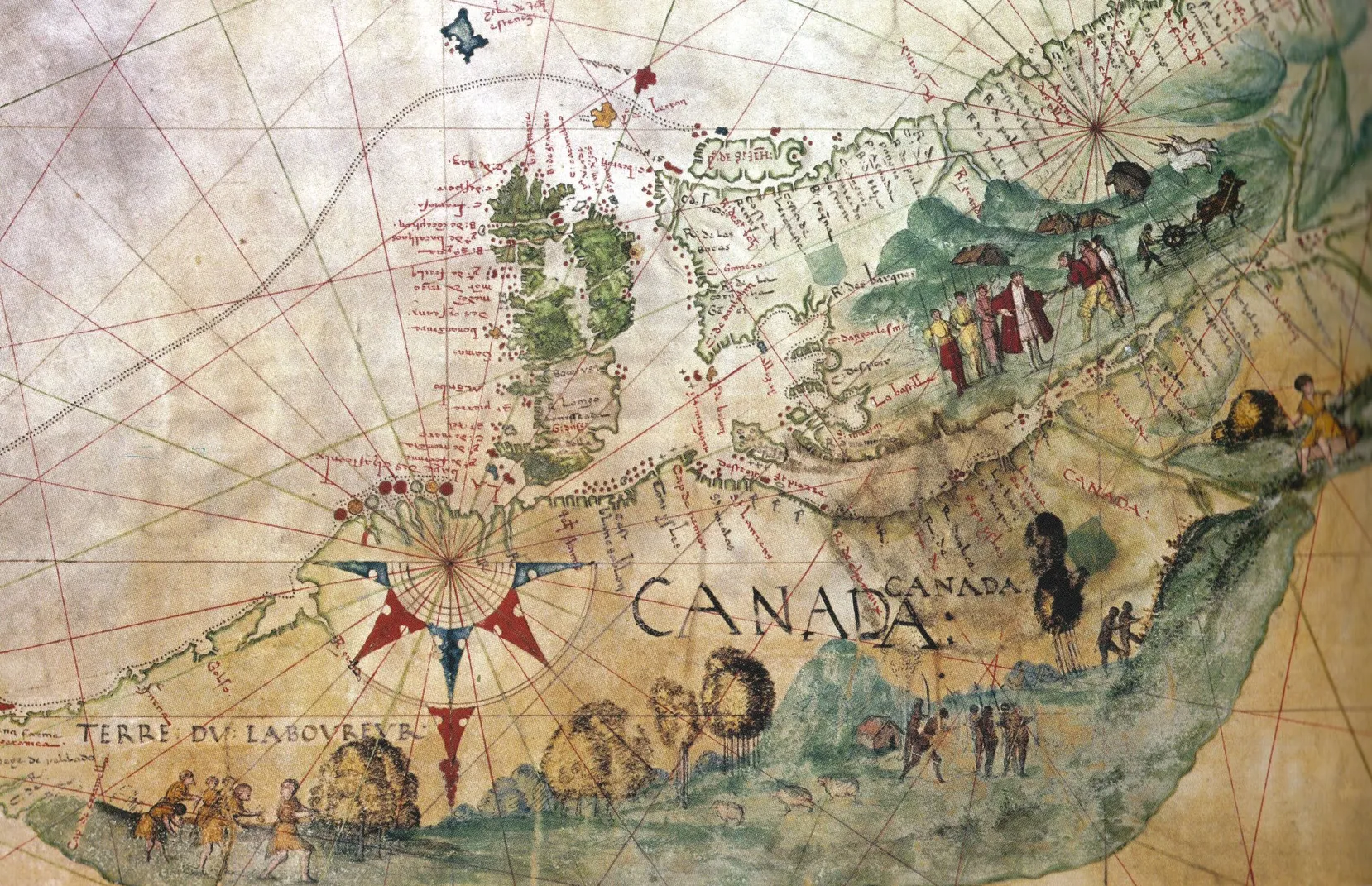 Carte du Canada établie à partir du journal de Jacques Cartier