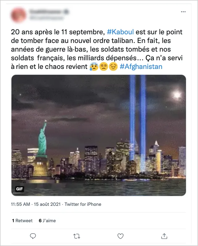Tweet : les talibans reprennent l'Afghanistan