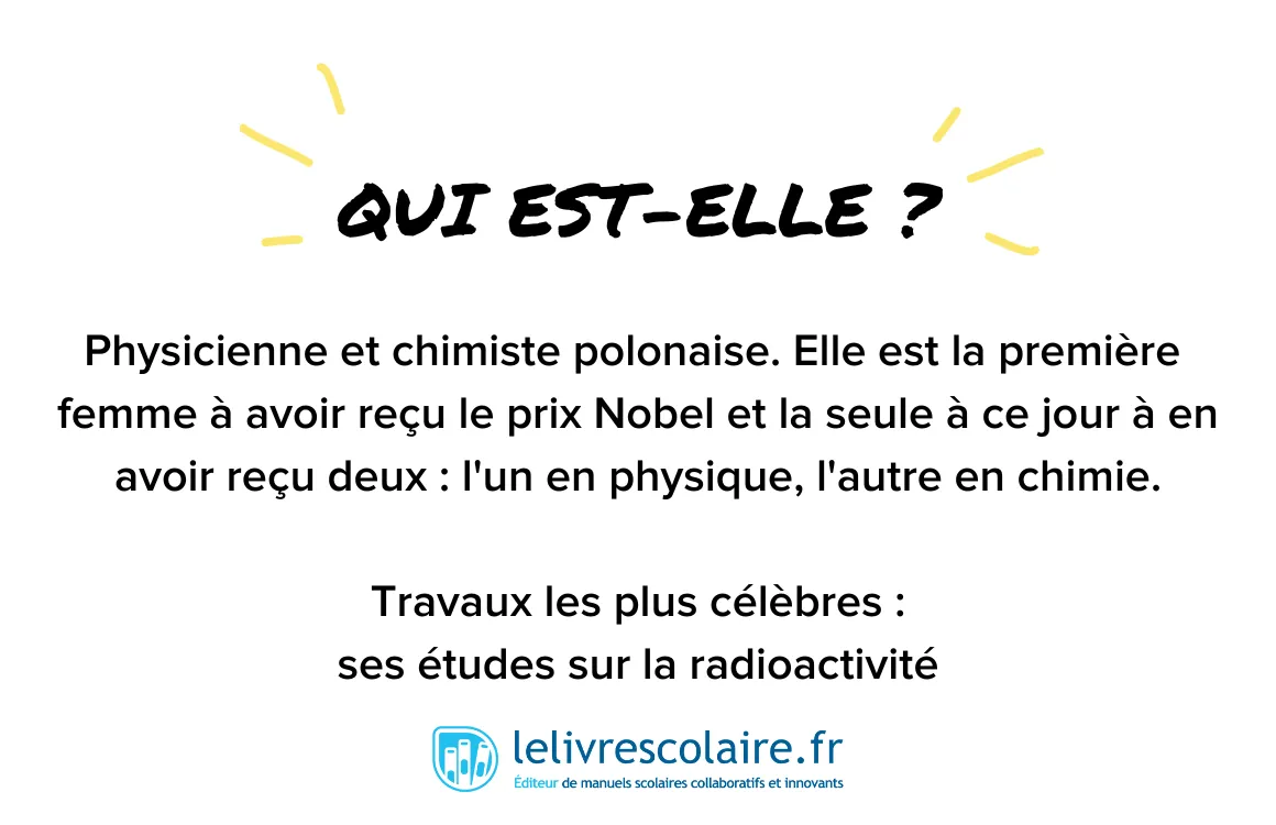 Qui est-elle : Marie Curie - recto