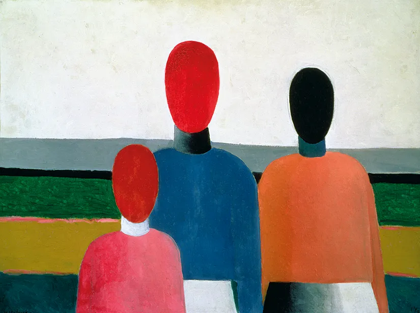 Kazimir Severinovich Malevich, Trois figures féminines, 1928-1932, huile sur toile, 47 × 63,5 cm, musée russe, Saint-Pétersbourg, Russie.