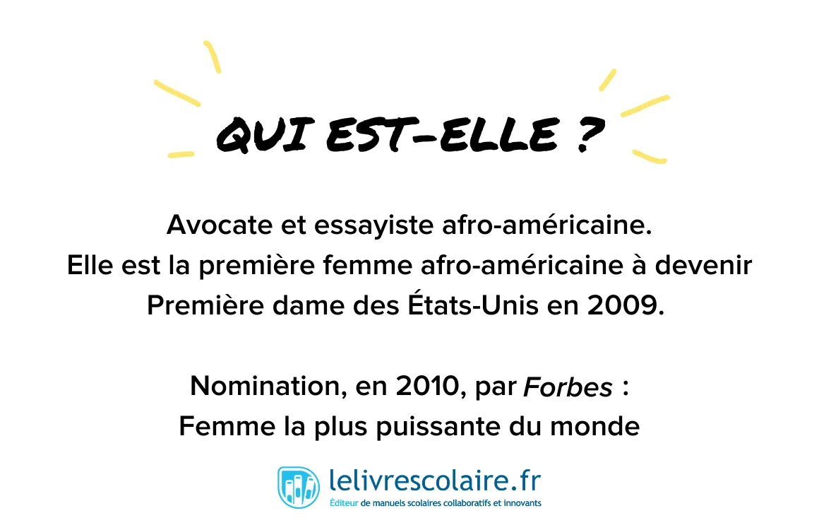 Qui est-elle : Michelle Obama - recto