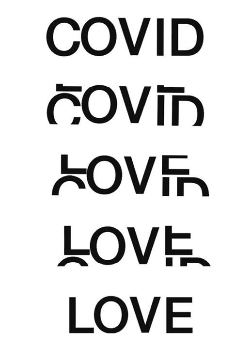 illustration de la transformation du Covid en amour
