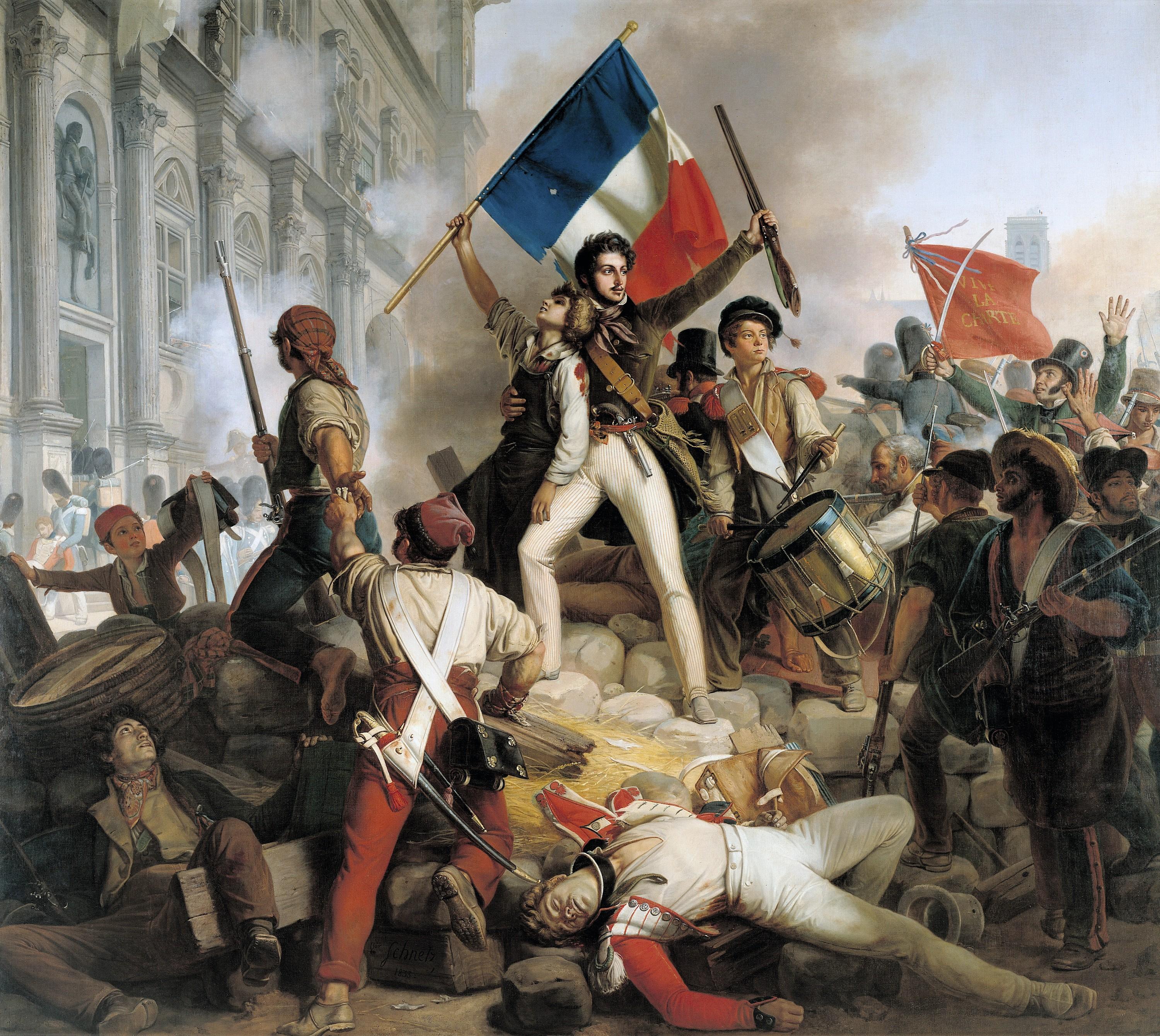 Jean-Victor Schnetz, Combats devant l’Hôtel de
Ville, 1833, huile sur toile (détail), 48 x 50 cm, musée du Petit Palais, Paris.