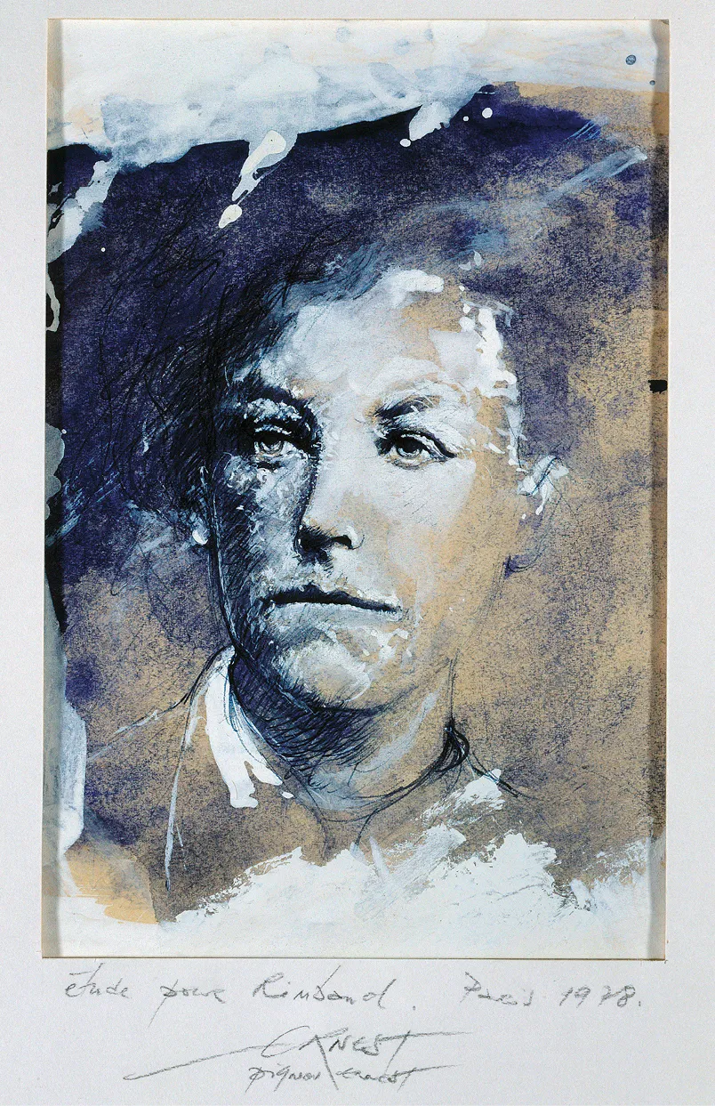 Dessin au fusain et aquarelle d'Arthur Rimbaud par Ernest Pignon-Ernest, musée Rimbaud, Charleville.